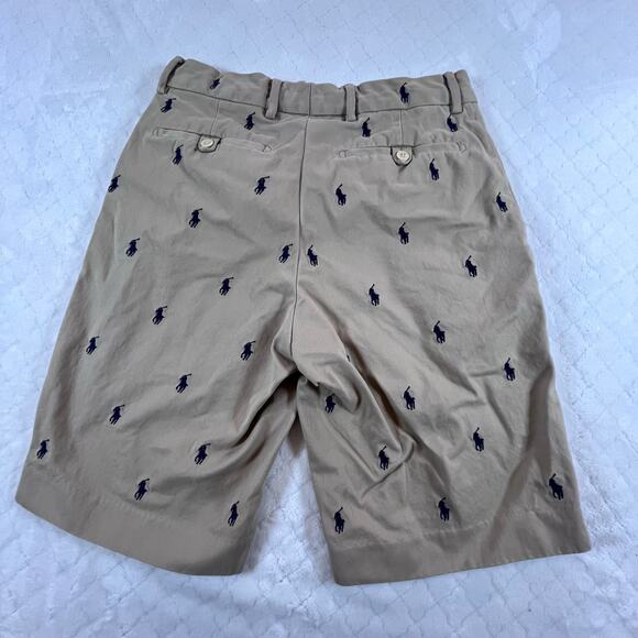 Polo Ralph Lauren All Over Pony logo Chino Shorts Mens 30 Khaki Classic Fit 9” - Picture 2 of 10